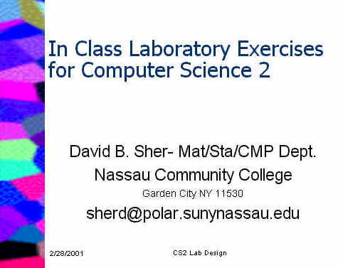 In Class Laboratory Excersizes for Computer Science 2